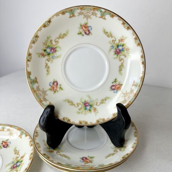 Set Of 4 Tea cup plates Only Empress China “Windmere” Japan Gold Replacement - Picture 2 of 9